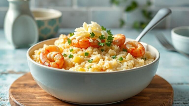 Risoto de camarão cremoso e saboroso, pronto em apenas 30 minutos com ingredientes simples