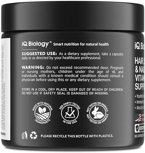         Biotin 10,000 mcg Supplement for Hair Growth with Collagen & Keratin for Hair Loss & Thinning Hair - Hair Skin and Nails Vitamins for Women & Men - Healthy Regrowth, Skin Glow & Nail Repair - 60 Caps       
